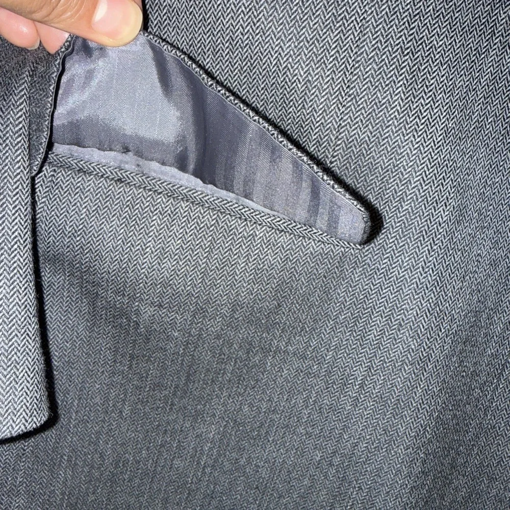 Zagato Blazer Men Super‎ 100's 48R Wool Gray Pockets Suit Jacket Padded Shoulder
